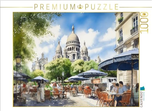 CALVENDO Puzzle Café auf dem Montmartre mit Basilika Sacré Coeur | 1000 Teile Lege-Größe 64 x 48 cm Foto-Puzzle für glückliche Stunden