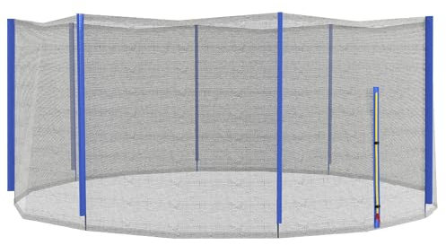 SPORTNOW Filet de Remplacement pour Trampolines Ø 366 cm 8 poteaux Droits Filet de sécurité pour Trampolines, Filet Rond avec entrée zippée