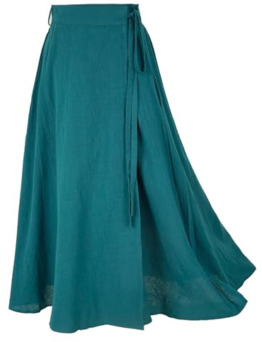 Rainday Women's Linen Wrap Skirt A line Vintage Casual Maxi Linen Skirts(Z2973XGN,2XL)