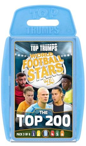 Top Trumps World Football Stars Top 200 Card Game Pack Age 6+ 3, Play with Haaland, Benzema, Otamendi and Navas, educational gift for ages 6 plus