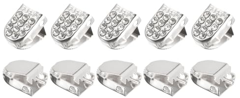 DTGN Clips para Extremos Cordones 10mmx7mm (LxAn) 30pcs Plateado Brillante | Bueno para Diferentes Zapatos - Clip de Cordones Elástico de Acero Inoxidable