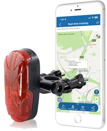 Bicycle GPS Tracker Waterproof Outdoor Motorbike Riding Real-time Location Tracking SOS Button Record 180 Days History Mileage Battery Powered Android iOS APP