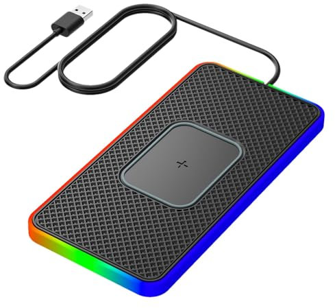 Chargeur de voiture sans fil – Chargeur sans fil rapide 15 W, support de chargeur de voiture sans fil | Tapis de chargement de téléphone sans fil antidérapant, tapis de téléphone de voiture Ultra minc
