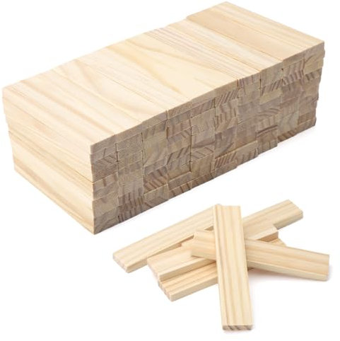 100 Stück bastelholz klötzchen, 100 x 20 x 7mm Holzbausteine Bastelklötzchen holzklötze Holzleiste Holzstäbchen basteln Holz für DIY Projekte und Deko
