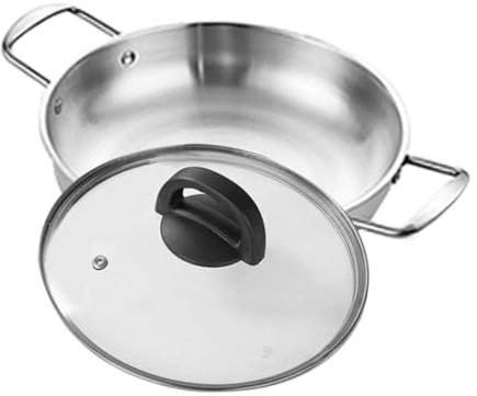 BEBEMOKO Cocina Ramen o Fideos Cacerola Inoxidable Estilo Coreano Con Tapa Anti-goteo y Asas Dobles