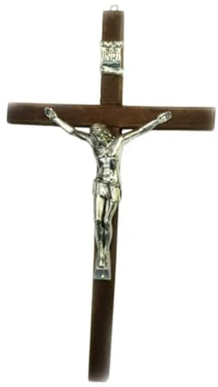 MagiDeal Wooden Wall Crucifix Cross Jesus Sculpture 12 Catholic Jesus Crucifix Wall Hanging Ornament for Living Room Home Decoration