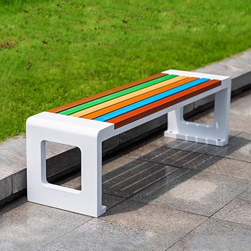LLZJDDPLY Gartenbank wetterfest, Gartenbank Metall, mit doppelschichtigen Stuhlbeinen aus Stahl for Veranda, Hinterhof, Rasen, Gehweg, Gärten, Terrasse, Veranda(White,150cm/59in)