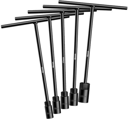 FFG T - Handle Metric Socket Wrench Set 6- Point (15mm, 16mm, 17mm, 18mm, 19mm) Cr-V Steel T Handle Wrench Hex Socket For Car Motorcycle Dirtbike Repair (5 Pack)