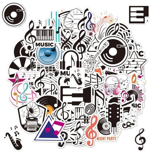 50 Pcs Music Stickers,Funny Guitar Stickers,Waterproof Vinyl Band Sticker,for Kids Teens Boys Girls Crafting,Scrapbooking,Classroom Party Prizes,Laptop Guitar Water Bottle Phone Case DIY Gifts