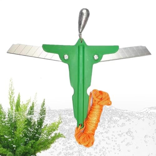 Wassergrasschneider – Faltbarer Unkrautschneider Für Gewässer & Strände | Aquatischer Pflanzenschneider Mit 5m Langem Seil, Teichwerkzeug Zur Seerosen- & Wasserpflanzen-Entfernung Für Saubere Gewässer
