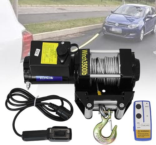 Treuil éLectrique éTanche 3000Lb-4000Lb, Treuil De Voiture 12V/24V Avec Double TéLéCommande, Pour Tout-Terrain Remorquage, RéCupéRation Automatique Du Sable, Sauvetage Monté Sur VéHicule,3500lb-24V