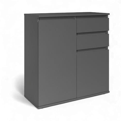 Brest Kommode in Anthrazit - Modernes Sideboard mit viel Stauraum - 80 x 84 x 35 cm (B/H/T)