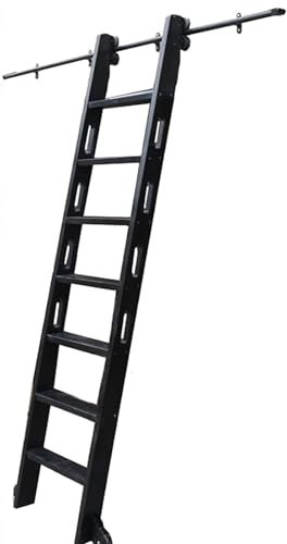 Kit di binari per librerie, robuste guide scorrevoli per scale a soppalco e librerie, sistema a rulli mobili, lunghezza regolabile da 1 a 7,3 m, binario da 2,4 m incluso