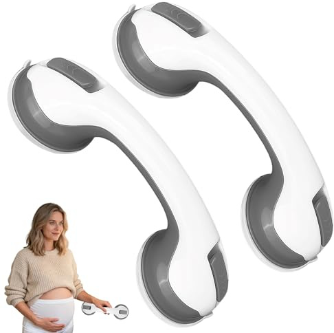 Poignée Ventouse Salle de Bain, Poignée Douche Ventouse, 100KG, Gris, Sans Perçage ni Vis, pour Sécurité Seniors Enfants Salle de Bain