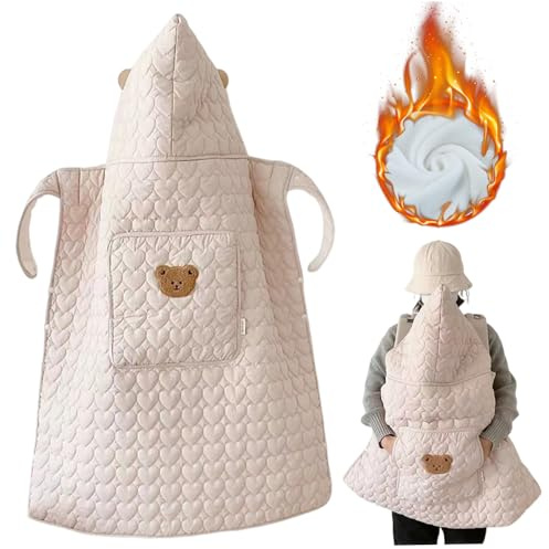 Babytrage-Abdeckung, Winter, warm, winddicht, Babytrage, süßes Herzmuster, Kinderwagendecke mit Tasche, weich, dick, für den Winter im Freien