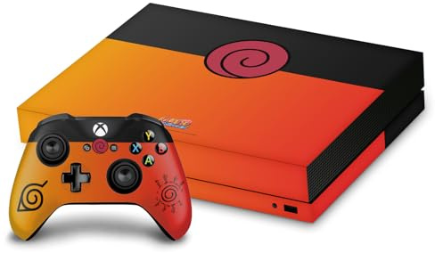 Head Case Designs Offizielle Naruto Shippuden Naruto Kostüm Ikonisch Vinyl Haut Gaming Aufkleber kompatibel mit Xbox One X Console and Controller Bundle