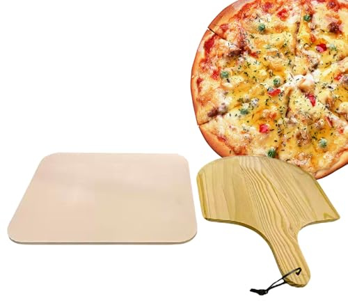 Pizzaplatte für den Ofen: robuste Cordierit-Platte, Unterlage für das Kochen bei hoher Temperatur, handgefertigter Rindenhalter, klassische kulinarische Platte, Alternative zum Heizziegel von Unif