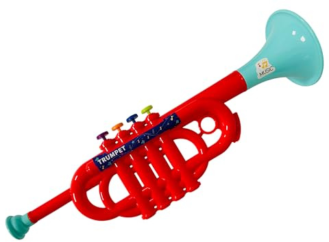 Trompete Spielzeug für Kinder 35 cm mit 4 Tasten Trompete Kunststoff Saxophon Spielzeug Saxophon 35 cm mit 8 Tasten Jazz Musikinstrumente Blasinstrumente Spielzeug Sax Horn , zufällige Farben (Tromba