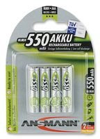 Ansmann Blister 4 x Accu, AAA, 550 mAh Batterie Rechargeable Nickel-Metal Hydride (NiMH) 1,2 V - Batterie/Batterie Rechargeable (AAA, 550 mAh, 550 mAh, Nickel-Metal Hydride (NiMH), 1,2 V, Argent)