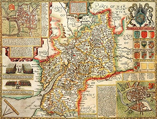 Gloucestershire Historical Map 1000 Piece Jigsaw Puzzle (1610). Free print!