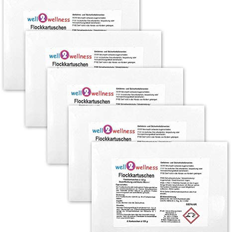 well2wellness Flockkartuschen 5,0kg (40 x 125g Kartuschen) | Flockungsmittel | Wirkt gegen Trübungen | Einfache Anwendung | Pool-Reinigung | Reinigungskartuschen