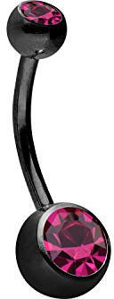 PIERCINGLINE Piercing nombril acier chirurgical 2 cristaux Piercing Bananabell Banana Choix de couleur et taille, Acier chirurgical