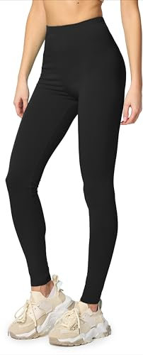 Merry Style Leggings Deportivas Mujer – Ropa Mujer de Algodón con Cintura Alta, Suave, Cómoda e Hipoalergénica para Uso Diario o Actividad Deportiva MS10-198 (Negro, S)