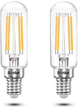 Bonlux 4W LED Cooker Hood Light Bulbs E14 Warm White 2700K 40W Incandescent Replacement T26 Tubular Filament Bulb SES LED Appliance Lamp for Fridge Freezer/Microwave/Cooker Hood (2-Pack, Non-dimmable)