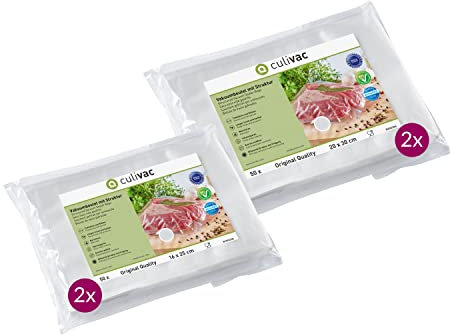 culivac Vakuumierfolien Set 100 Vakuumbeutel 16x25cm, 100 Vakuumierbeutel 20x30cm, Original, Made in Germany, für Vakuumierer Vakuumiergerät, Vakuumierer Sous Vide