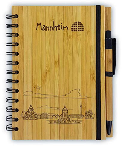 Notizbuch aus Bambus Skyline Mannheim