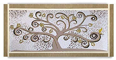 ARTEMA Quadro Ariel Ecopelle Beige Albero della Vita 24 Canvas+Glitter Oro 132x62cm