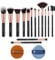 Nestling Make-up-Pinsel-Set mit 2 Puderquasten, hochwertige synthetische Kabuki-Pinsel für Foundation, Gesicht, Puder, Rouge, Lidschatten, tierversuchsfrei, 14-teilig