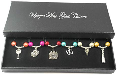 Libby's Market Place 60th Birthday Gift Wine Glass Charms with Gift Box