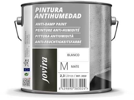 JOVIRA PINTURAS Pintura Antihumedad Blanco Mate. Impermeabiliza, protege y aísla fachadas, muros, paredes. (2,3 Litros, Antihumedad) K-26
