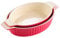 Malacasa, Série Bake - Lot de 2 plats à four ovales rouges en céramique - pour pain, lasagnes, gâteaux, apéritifs