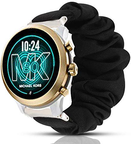 LvBu Armband Kompatibel mit Michael Kors MKGO, weiche Haargummis Uhrenarmband für Michael Kors Access Gen 4 MKGO (Schwarz)