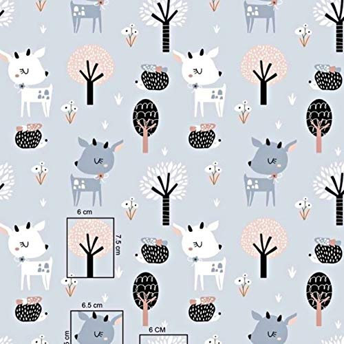 Pingianer 11,99€/m REH 100% Baumwolle Baumwollstoff Kinder Meterware Handwerken Nähen Stoff (REH Igel Grau Minz Rosa, 100x160cm (11,99/m))