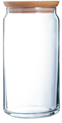 Luminarc Tarro hermético Pav de vidrio 1,5 L | Marrón, Vidrio, forma redonda, acabado brillo, 1,5 L, cierre a presión, no apto para microondas, apto para frigorífico