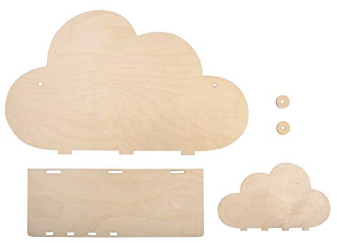 Rayher Holzbausatz Regal Wolke, FSC Mix Credit, natur, 35x10x21cm, 5-teiliger Bausatz, Kinderregal aus Holz, zum Bemalen, 62975505