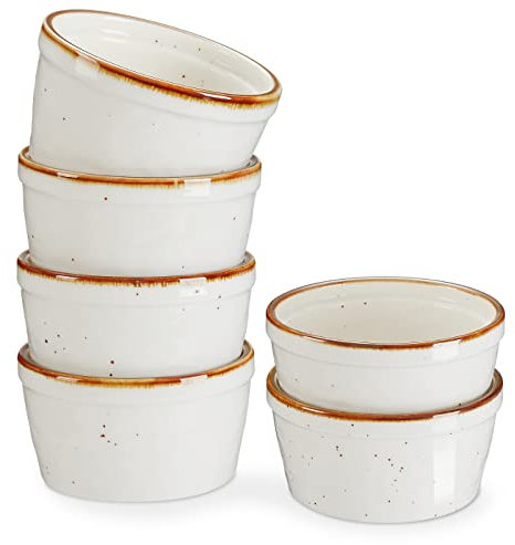 ONEMORE Ramequins et moules à soufflés, ramequins en porcelaine de 236 ml pour crème brûlée, four à pâtisserie, glace, sauce, fruits, collations