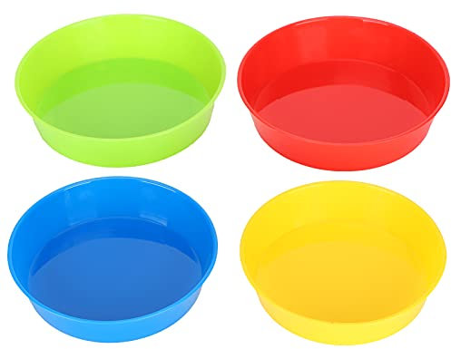 Bol de Peinture en Plastique de Couleur, 4 Pièces Plateau de Dessin d'art pour Enfants Artisanat Étudiant Bricolage Palettes Rondes Accessoire pour Aquarelle à l'huile Acrylique
