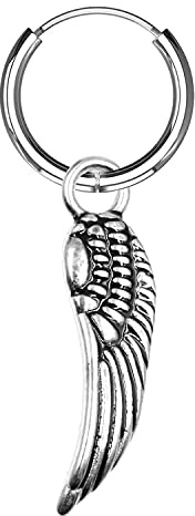 Awaken Ohrringe Mann Frau Kreis Cross Feather Wing Guitar Star in Chirurgenstahl 316L Unisex 10 mm