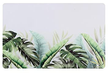 Tovagliette Americana Plastica Lavabili Foglia Verde Bianca Tovagliette Colazione PVC Sottopiatti Antiscivolo Tovagliette Americane Antiscivolo Tovaglietta Resistente Al Calore 30x45cm 4 Pcs