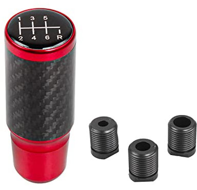 muge racing Pomo de cambio de marcha, palanca de cambios de aluminio universal de 6 velocidades con 3 adaptadores (rojo)