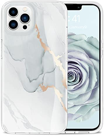 Togestar für iPhone 13 Pro Max Hülle Marmor, [MoonRiver Series] Ultra Dünn Aesthetic Glitzer Handyhülle, Flexible Silikon TPU Schutzhülle Marble Case, Grau