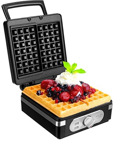 Adler AD 3056 Gofrera antiadherente 2000 W Gofrera belga gofrera doble eléctrica con mango ignífugo