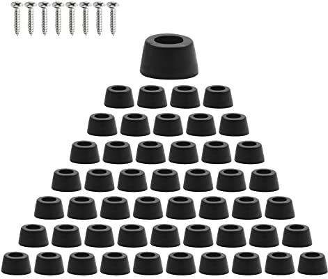 LifCratms 50 Pcs Cutting Board Feet, Round Non Slip Black Rubber Feet Bumpers Pads with Stainless Steel Screws for Furniture Chair Cabinet Electronics, 0.31 x 0.59 (H x D)