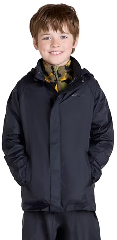 Mountain Warehouse Pakka Wasserdichte Kinderregenjacke - Winddichte, leichte & atmungsaktive Jacke, Mädchen & Jungen, faltbar mit Packsack - Schule, Frühling, Sommer Schwarz Kinder 140 EU (9-10 Jahre)