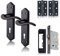 XFORT Black Beauty Range Matt Black London Suite Lever Lock Pack, Complete Set with Lock Door Handles, 65mm Sashlock and 75mm Ball Bearing Hinges, for Internal Wooden Doors