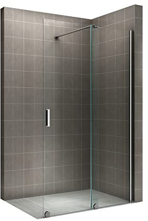 i-flair Walk In Duschwand mit Schiebetür NADINE 150x200cm in Chrom Duschabtrennung aus 8mm ESG Nano - Links und Rechts montierbar